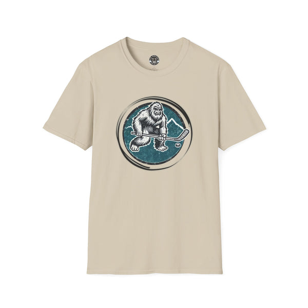 Bigfoot Sasquatch Yeti Vintage Hockey Crest T-Shirt | Bigfoot Shirt - Sasquatch Shirt - Yeti Shirt