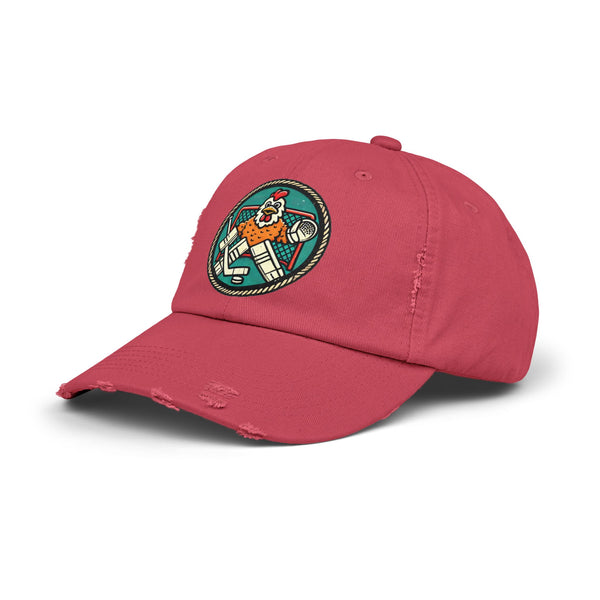 Funny Goalie Hockey Hat - Chicken Tender | Worn Vintage Style Goaltender Cap