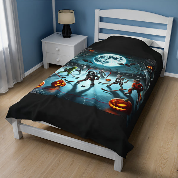 Halloween & Hockey - Velveteen Plush Blanket