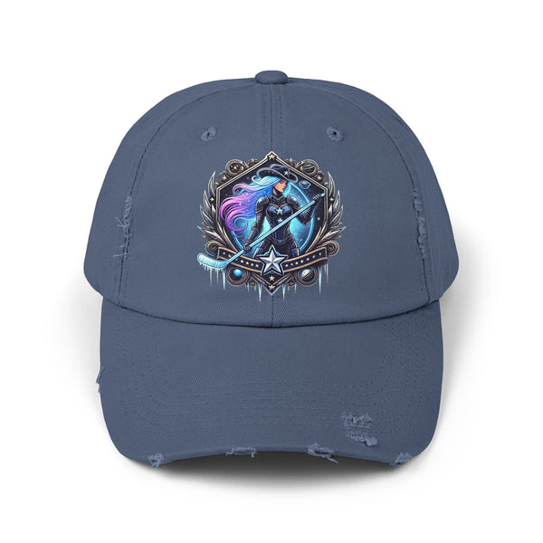 Cowgirl Hockey Player - Distressed Cap | The Cosmic Cowgirl Crest Design