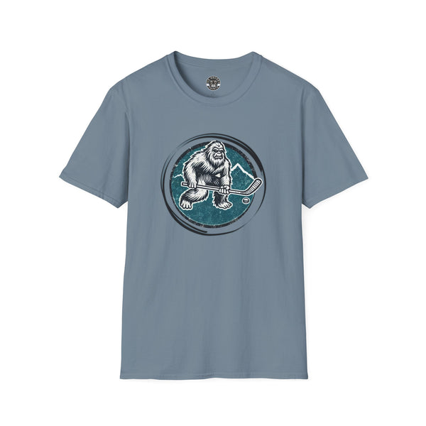 Bigfoot Sasquatch Yeti Vintage Hockey Crest T-Shirt | Bigfoot Shirt - Sasquatch Shirt - Yeti Shirt