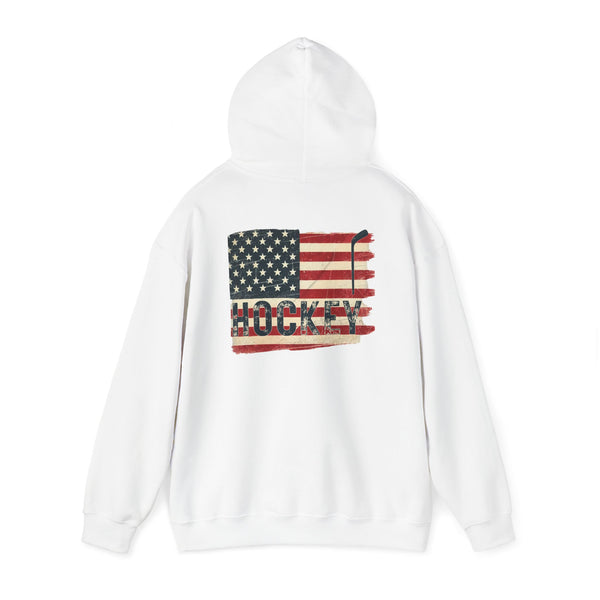 USA Hockey Sweatshirt Hoodie | Vintage American Flag Front & Back