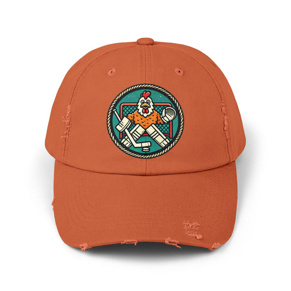 Funny Goalie Hockey Hat - Chicken Tender | Worn Vintage Style Goaltender Cap