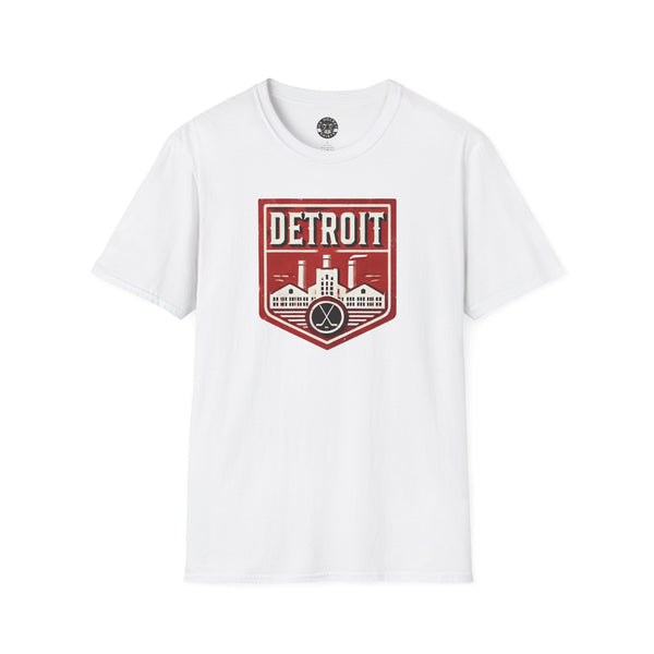 Detroit Hockey T-Shirt - Retro Crest Vintage Style Shirt for Hockey Fans