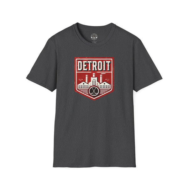 Detroit Hockey T-Shirt - Retro Crest Vintage Style Shirt for Hockey Fans
