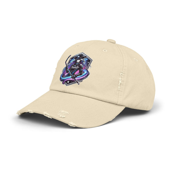 Woman Hockey Player Cosmic Cowgirl Distressed Cap