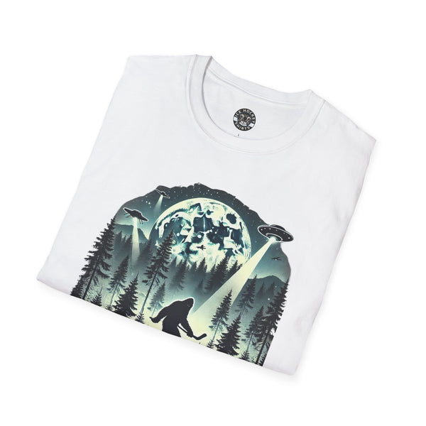Bigfoot Sasquatch Yeti Hockey T-Shirt | UFO - Drone - Mountains Shirt
