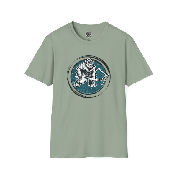 Bigfoot Sasquatch Yeti Vintage Hockey Crest T-Shirt | Bigfoot Shirt - Sasquatch Shirt - Yeti Shirt