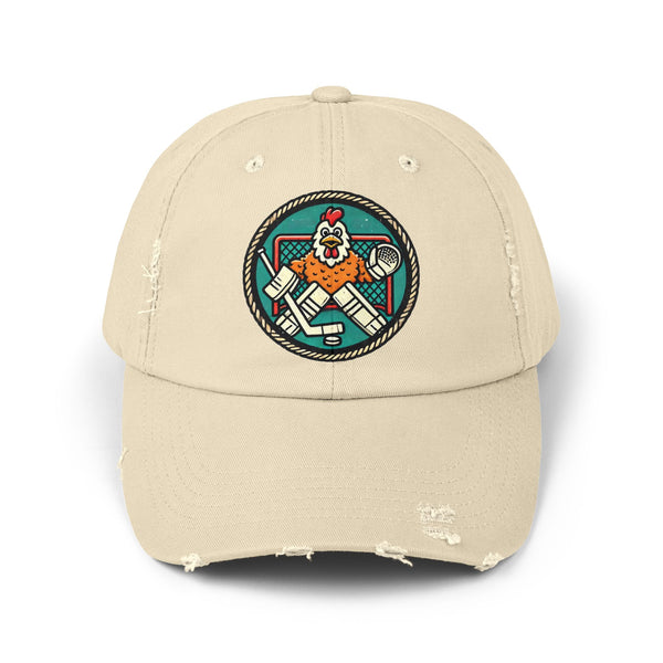 Funny Goalie Hockey Hat - Chicken Tender | Worn Vintage Style Goaltender Cap