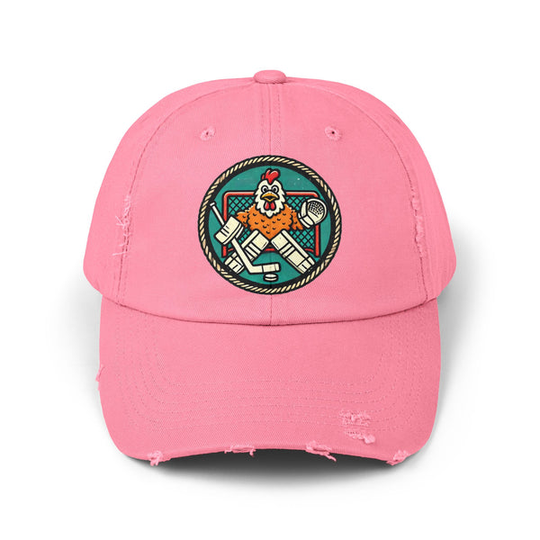 Funny Goalie Hockey Hat - Chicken Tender | Worn Vintage Style Goaltender Cap