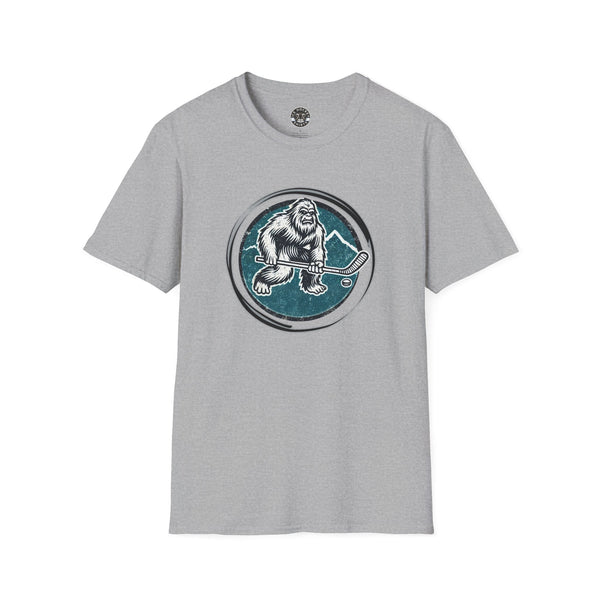 Bigfoot Sasquatch Yeti Vintage Hockey Crest T-Shirt | Bigfoot Shirt - Sasquatch Shirt - Yeti Shirt