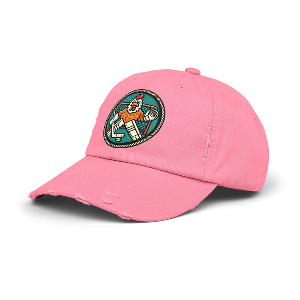 Funny Goalie Hockey Hat - Chicken Tender | Worn Vintage Style Goaltender Cap