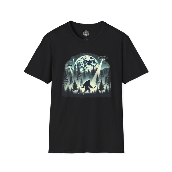Bigfoot Sasquatch Yeti Hockey T-Shirt | UFO - Drone - Mountains Shirt