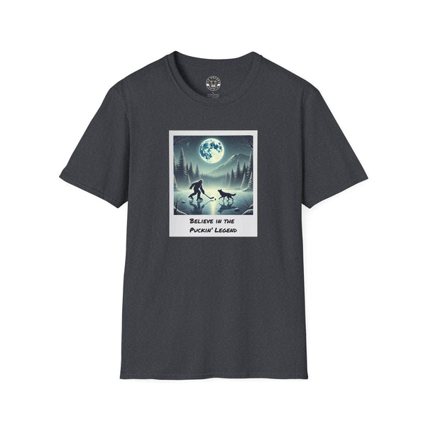 Bigfoot Yeti Sasquatch Hockey T-Shirt | Believe in the Puckin' Legend Shirt