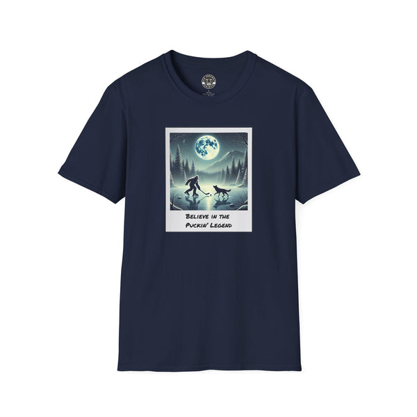 Bigfoot Yeti Sasquatch Hockey T-Shirt | Believe in the Puckin' Legend Shirt