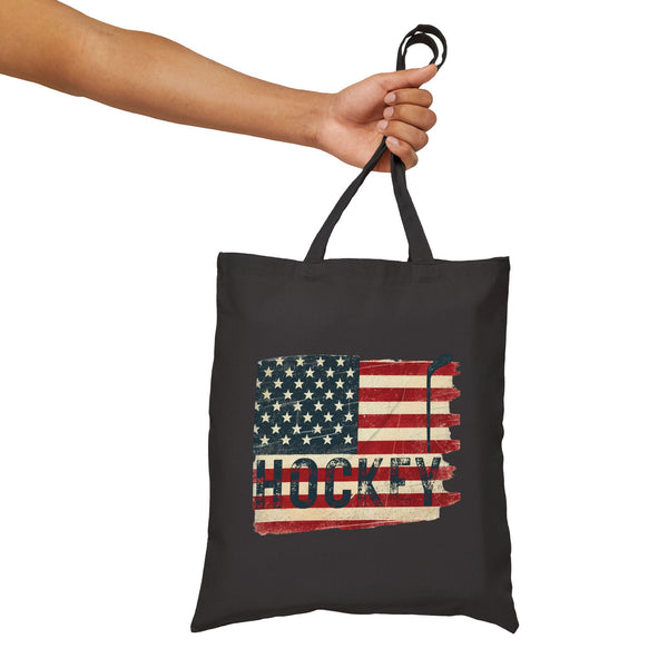 Vintage US Hockey Tote Bag | American Flag - Cotton Canvas