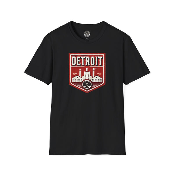 Detroit Hockey T-Shirt - Retro Crest Vintage Style Shirt for Hockey Fans