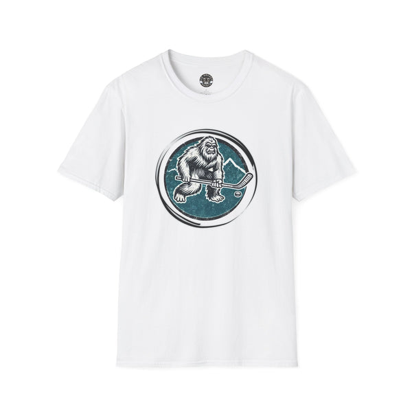 Bigfoot Sasquatch Yeti Vintage Hockey Crest T-Shirt | Bigfoot Shirt - Sasquatch Shirt - Yeti Shirt