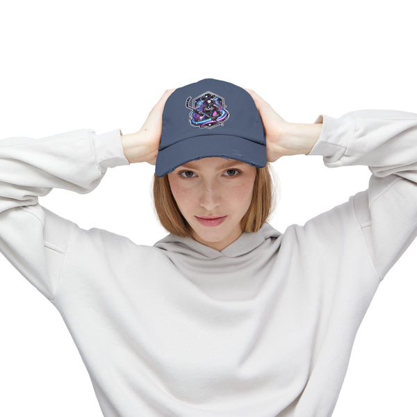 Woman Hockey Player Cosmic Cowgirl Distressed Cap