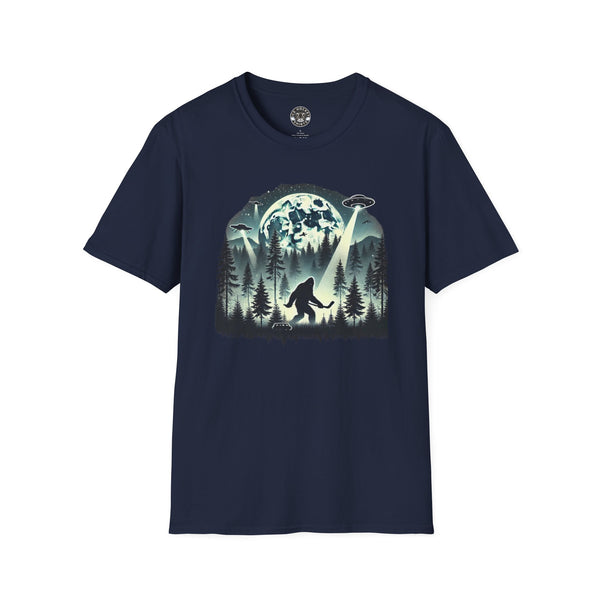 Bigfoot Sasquatch Yeti Hockey T-Shirt | UFO - Drone - Mountains Shirt
