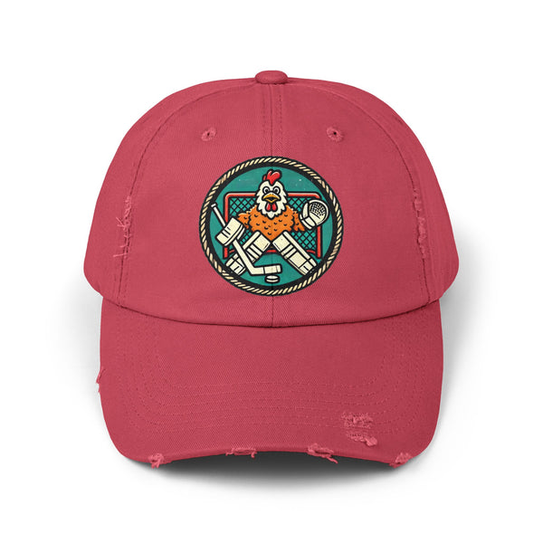 Funny Goalie Hockey Hat - Chicken Tender | Worn Vintage Style Goaltender Cap
