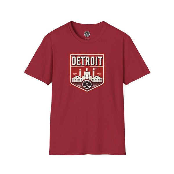 Detroit Hockey T-Shirt - Retro Crest Vintage Style Shirt for Hockey Fans