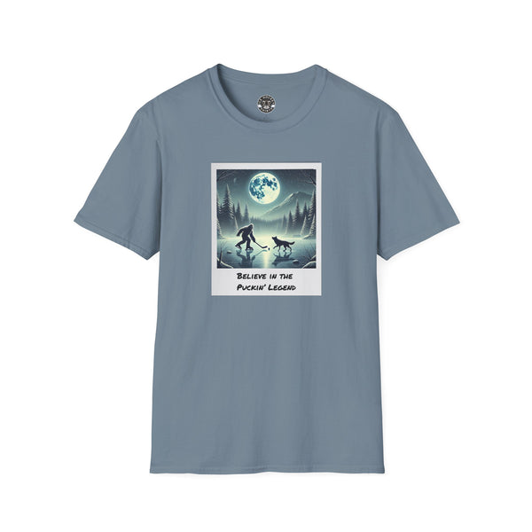 Bigfoot Yeti Sasquatch Hockey T-Shirt | Believe in the Puckin' Legend Shirt