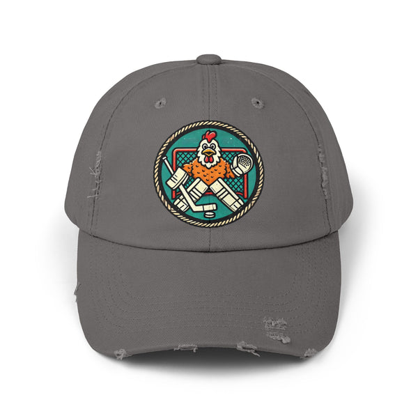 Funny Goalie Hockey Hat - Chicken Tender | Worn Vintage Style Goaltender Cap