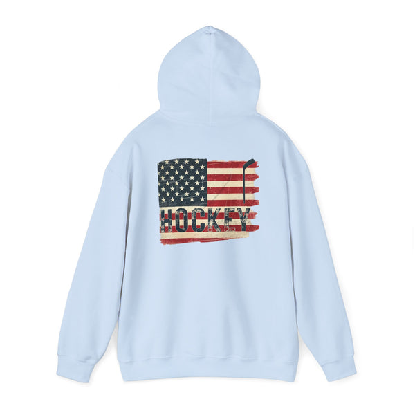 USA Hockey Sweatshirt Hoodie | Vintage American Flag Front & Back