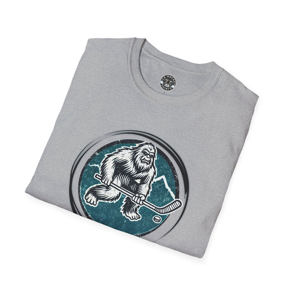 Bigfoot Sasquatch Yeti Vintage Hockey Crest T-Shirt | Bigfoot Shirt - Sasquatch Shirt - Yeti Shirt