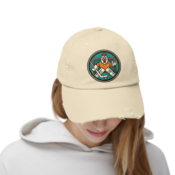 Funny Goalie Hockey Hat - Chicken Tender | Worn Vintage Style Goaltender Cap