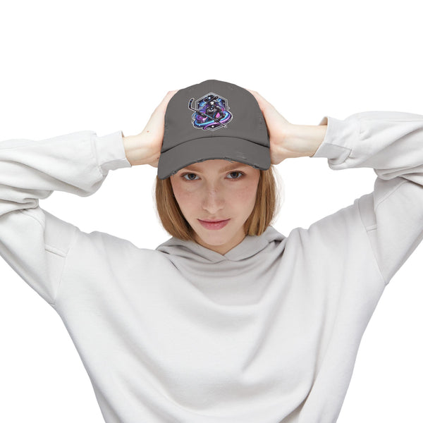 Woman Hockey Player Cosmic Cowgirl Distressed Cap