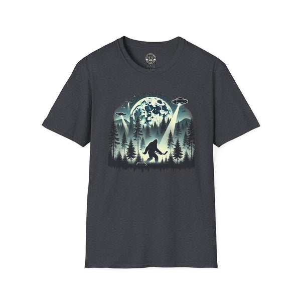 Bigfoot Sasquatch Yeti Hockey T-Shirt | UFO - Drone - Mountains Shirt