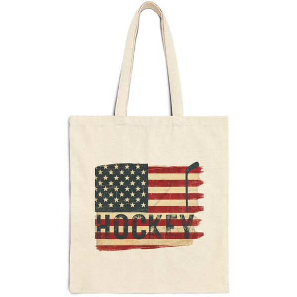 Vintage US Hockey Tote Bag | American Flag - Cotton Canvas