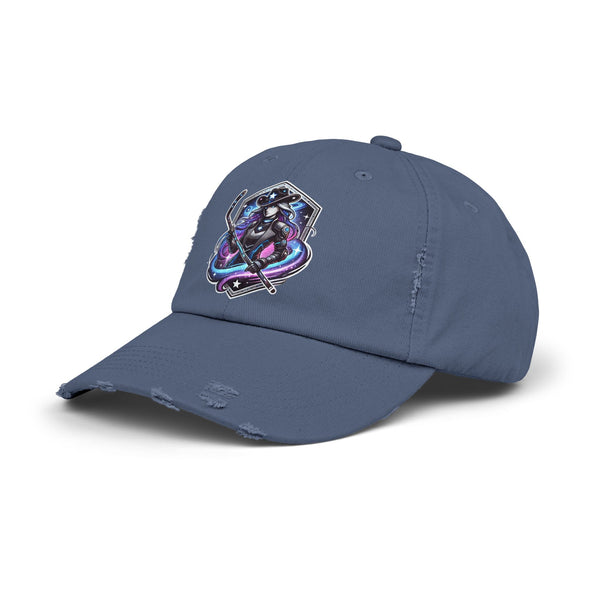 Woman Hockey Player Cosmic Cowgirl Distressed Cap