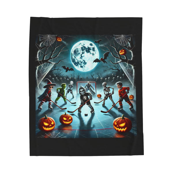Halloween & Hockey - Velveteen Plush Blanket
