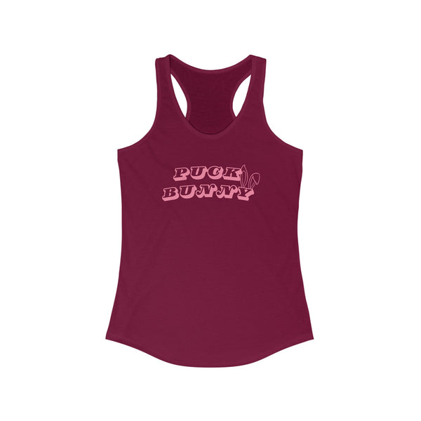 Puck Bunny Racerback Tank Top Slim Fit Hockey Fan Apparel for Women