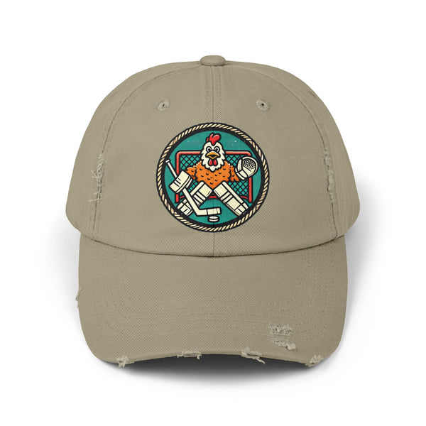 Funny Goalie Hockey Hat - Chicken Tender | Worn Vintage Style Goaltender Cap