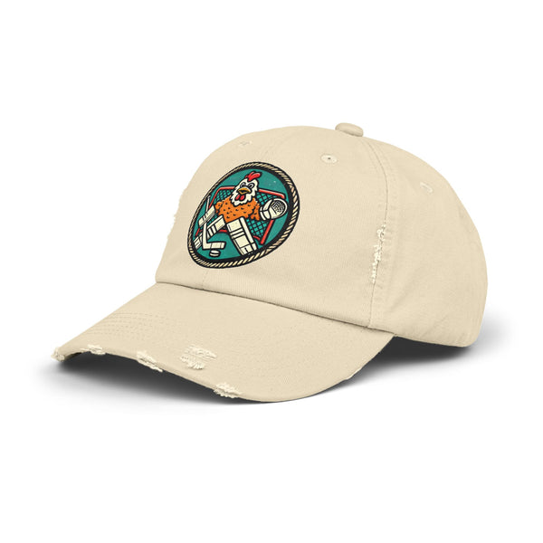 Funny Goalie Hockey Hat - Chicken Tender | Worn Vintage Style Goaltender Cap