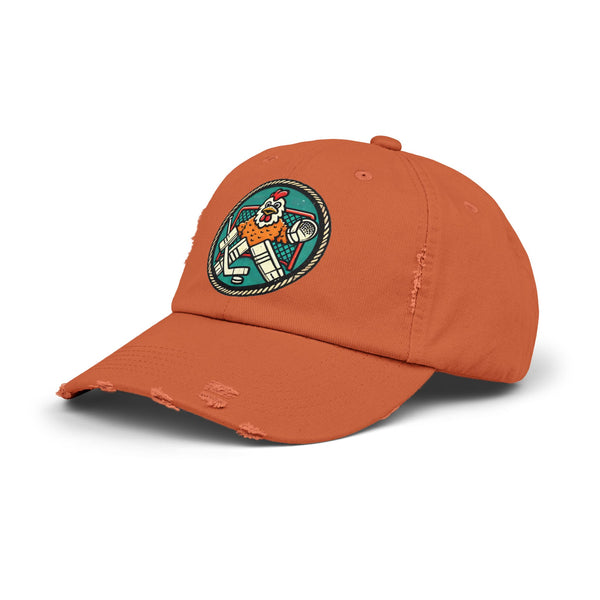 Funny Goalie Hockey Hat - Chicken Tender | Worn Vintage Style Goaltender Cap