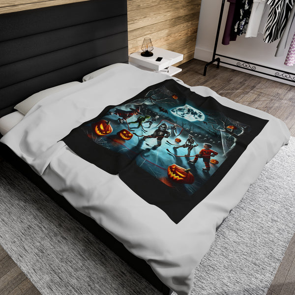 Halloween & Hockey - Velveteen Plush Blanket