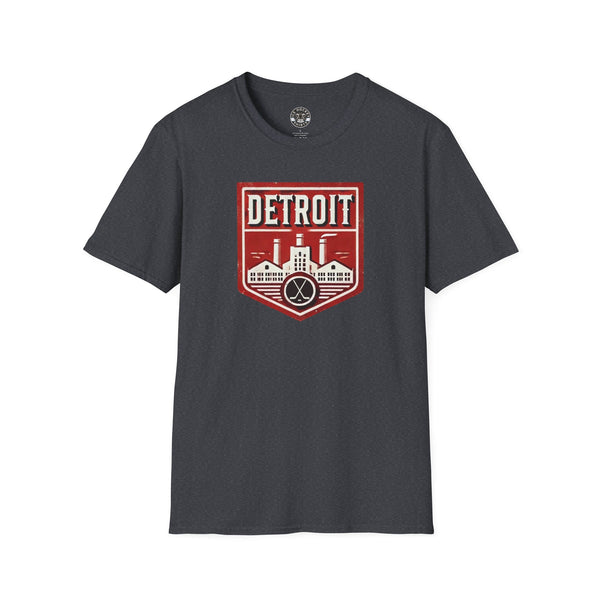Detroit Hockey T-Shirt - Retro Crest Vintage Style Shirt for Hockey Fans