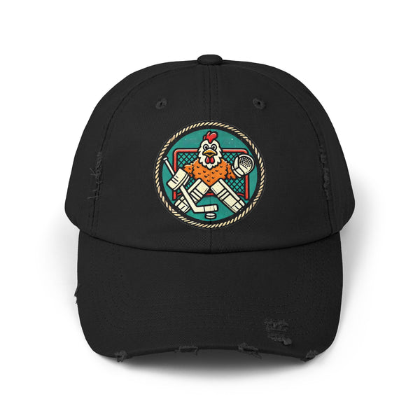 Funny Goalie Hockey Hat - Chicken Tender | Worn Vintage Style Goaltender Cap