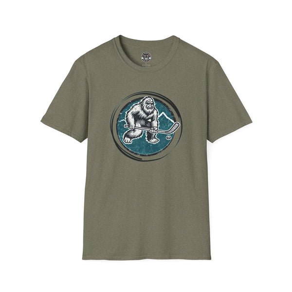Bigfoot Sasquatch Yeti Vintage Hockey Crest T-Shirt | Bigfoot Shirt - Sasquatch Shirt - Yeti Shirt
