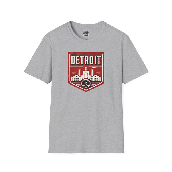Detroit Hockey T-Shirt - Retro Crest Vintage Style Shirt for Hockey Fans
