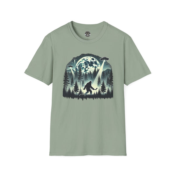Bigfoot Sasquatch Yeti Hockey T-Shirt | UFO - Drone - Mountains Shirt