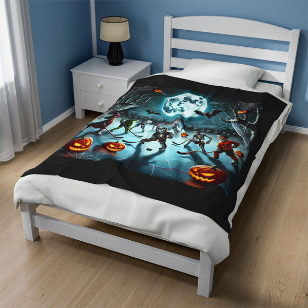 Halloween & Hockey - Velveteen Plush Blanket