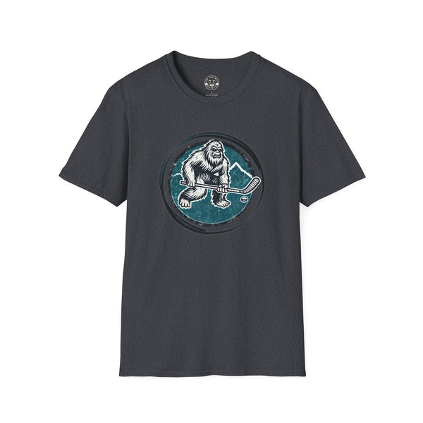 Bigfoot Sasquatch Yeti Vintage Hockey Crest T-Shirt | Bigfoot Shirt - Sasquatch Shirt - Yeti Shirt