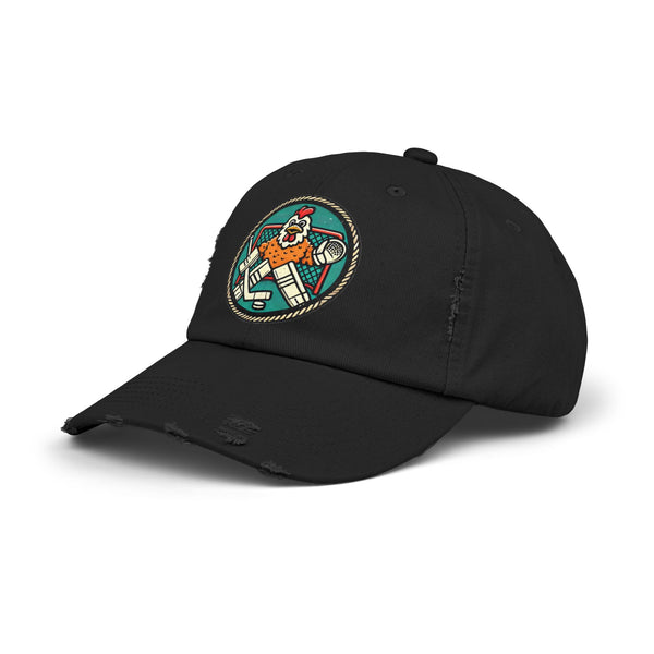 Funny Goalie Hockey Hat - Chicken Tender | Worn Vintage Style Goaltender Cap