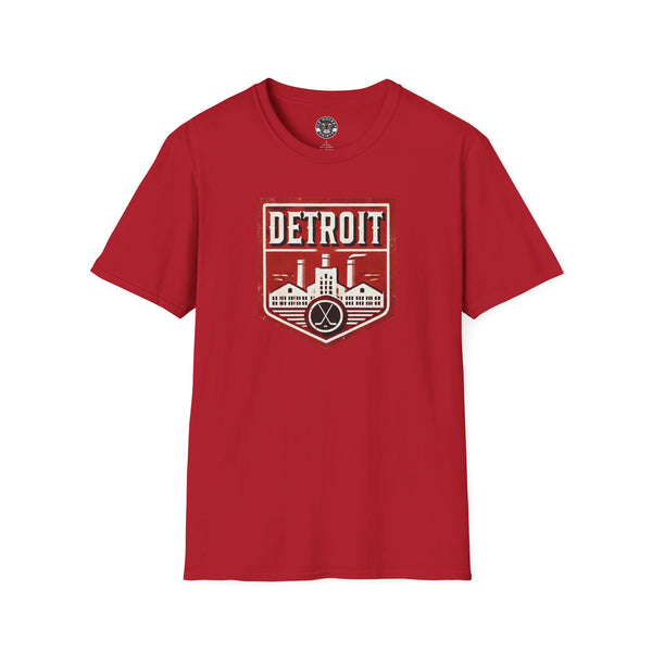 Detroit Hockey T-Shirt - Retro Crest Vintage Style Shirt for Hockey Fans